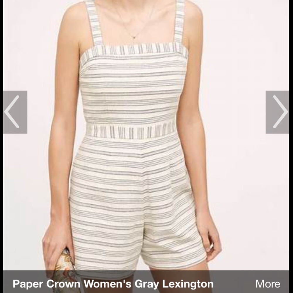 Paper Crown Short Striped Romper - Size M